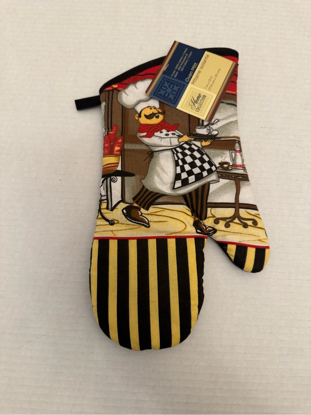 Home Collection Yellow Black Chef Pattern Oven Mitt